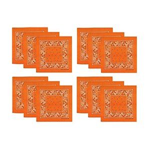 100% Cotton Classic Unisex Bandanas Orange 12pk